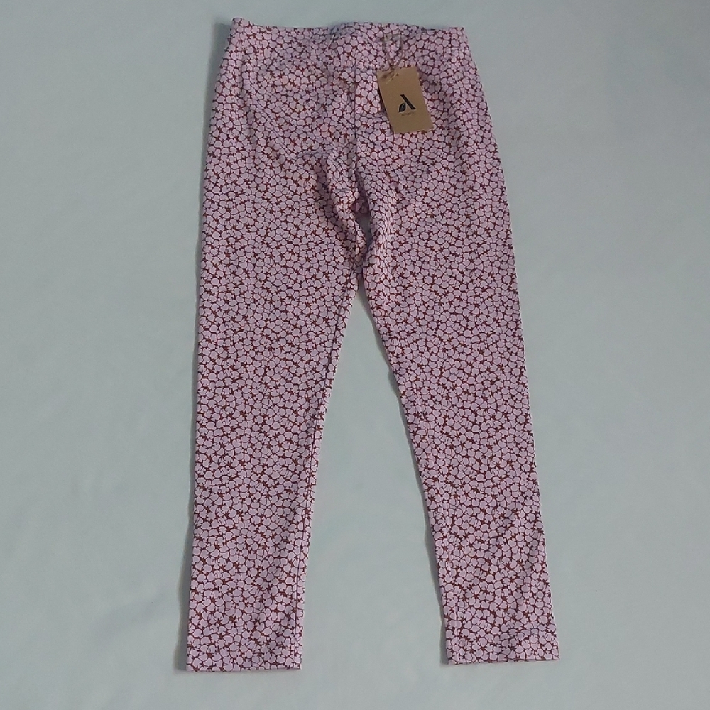 amazon Girls Pink Leggings with‎ Floral Pattern Size S 6-7